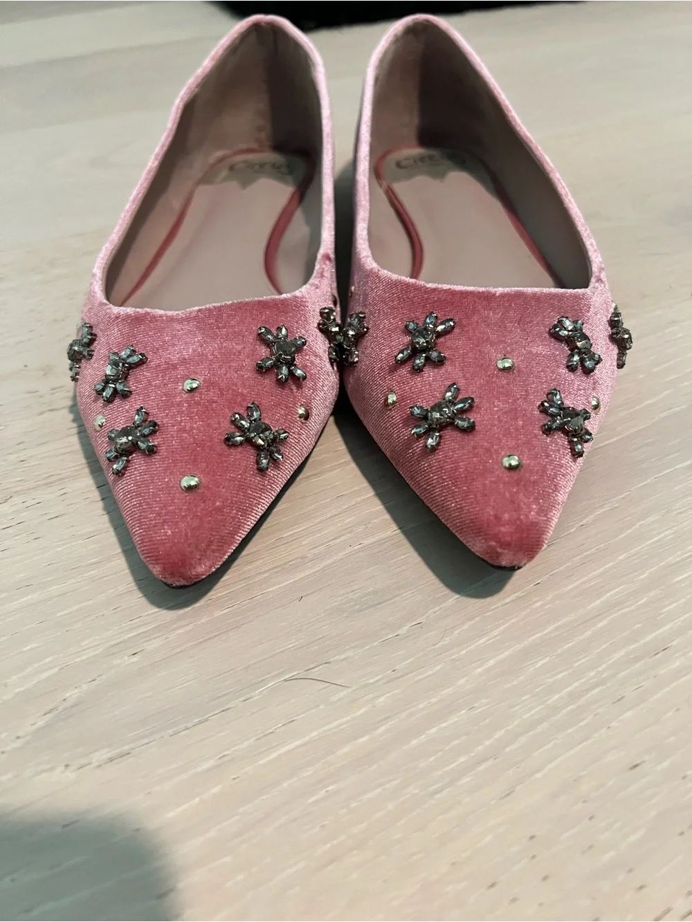 Circus by Sam Edelman Pink Velvet Jeweled Pointed-Toe Flats - Picture 6 of 13
